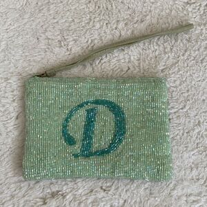 ❤️ Beaded “D” Initial Zip Wallet with Wrist Strap
